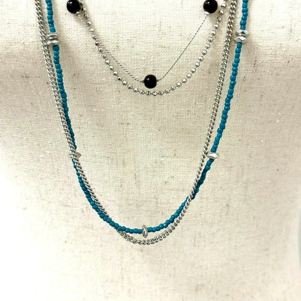 Lia Sophia Set of 2 Detachable Necklaces w/Infinite Clasp Silver Tone NWT